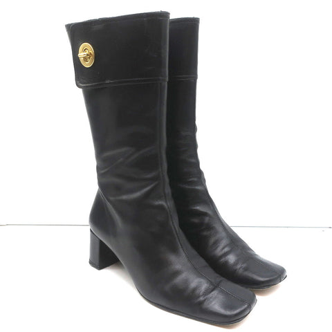 Coach Onnette Turn Lock Boots Black Leather Size 6
