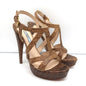 Prada Platform Sandals Brown Croc-Embossed Leather Size 38 Slingback Heels