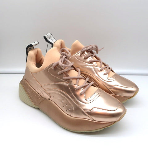 Stella McCartney Eclypse Sneakers Rose Gold Metallic Faux Leather Size 38 NEW