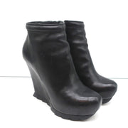 Camilla Skovgaard Saw-Sole Wedge Booties Black Leather Size 36 Ankle Boots