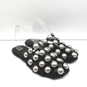 Alexander Wang Amelia Mules Black Studded Suede Size 37 Caged Sandals