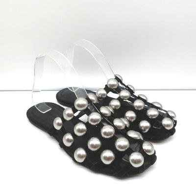 Alexander Wang Amelia Mules Black Studded Suede Size 37 Caged Sandals
