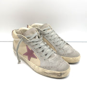 Golden Goose Mid Star Sneakers Off-White Leather & Purple Suede Size 37