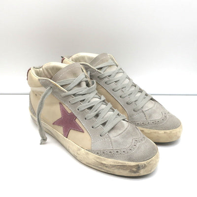 Golden Goose Mid Star Sneakers Off-White Leather & Purple Suede Size 37