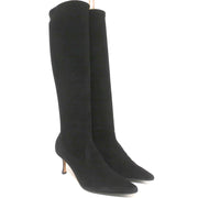 Manolo Blahnik Pascalare Knee High Boots Black Stretch Suede Size 37.5
