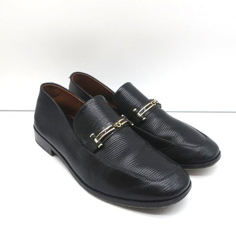 NewbarK Melanie Loafers Black Embossed Leather Size 7.5 Slip-On Flats