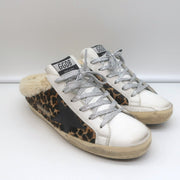 Golden Goose Superstar Sabot Shearling Sneakers Leopard Print Calf Hair Size 37
