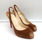 Christian Louboutin No Prive Cork Slingback Sandals Brown Suede Size 41.5