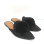 Aquazzura Powder Puff Pom Pom Mules Black Suede Size 38.5 Pointed Toe Flats