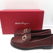 Salvatore Ferragamo Rolo Gancini Loafers Burgundy Leather Size 7.5C NEW