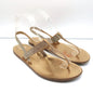 Pedro Garcia Crystal Thong Sandals Zulmar Gold Satin Size 38 Slingback Flats